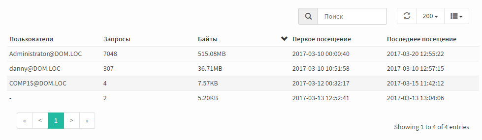 Рис. 4. Пример отчета по пользователям